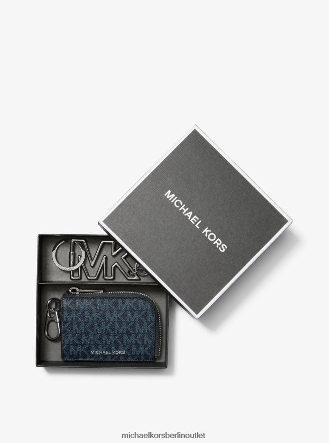 Zubehör de Michael Kors Männer Geschenkset aus Geldbörse und Schlüsselanhänger mit Logo admrl/plblue 404V223346
