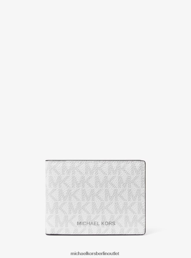 Zubehör de Michael Kors Männer Logo- und Kunstleder-Streifen-Geldbörse mit Passetui-Geschenkset palmengrün 404V223351