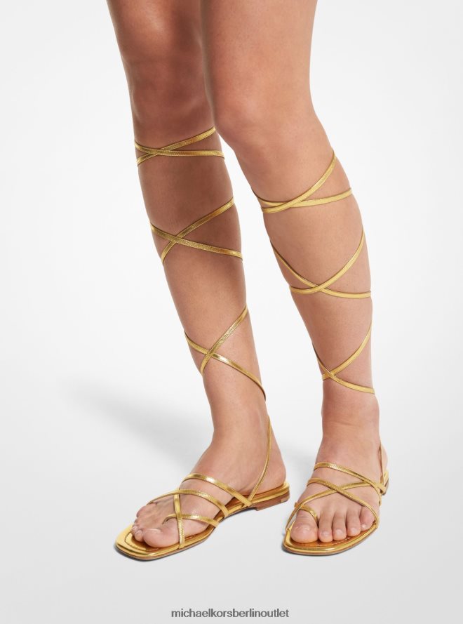 Schuhe de Michael Kors unisex Kollektion: Gladiator-Sandale aus Jade-Metallic-Leder Gold 404V223822
