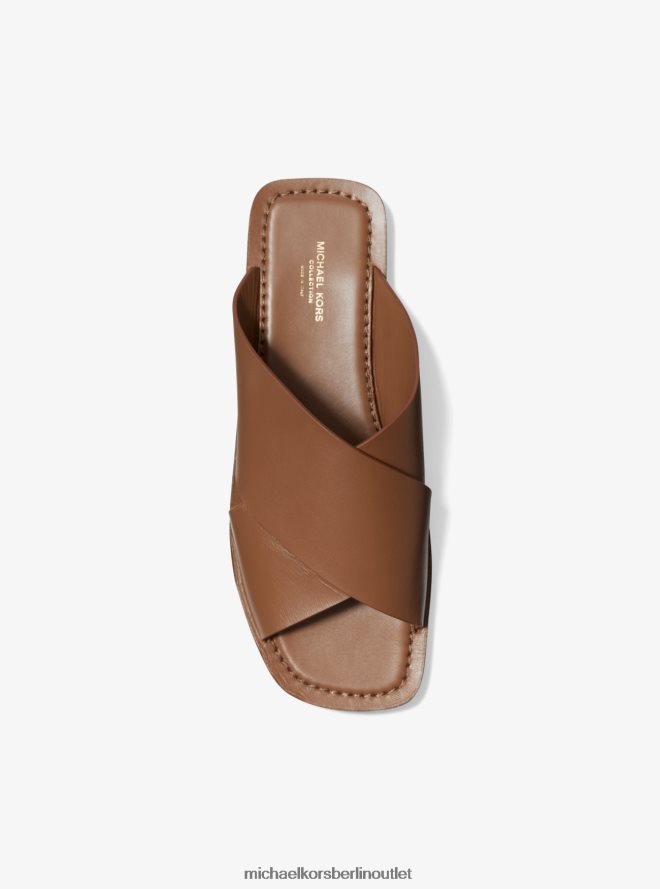 Schuhe de Michael Kors unisex Kollektion Ruth Leder-Slide-Sandale Kastanie 404V223869