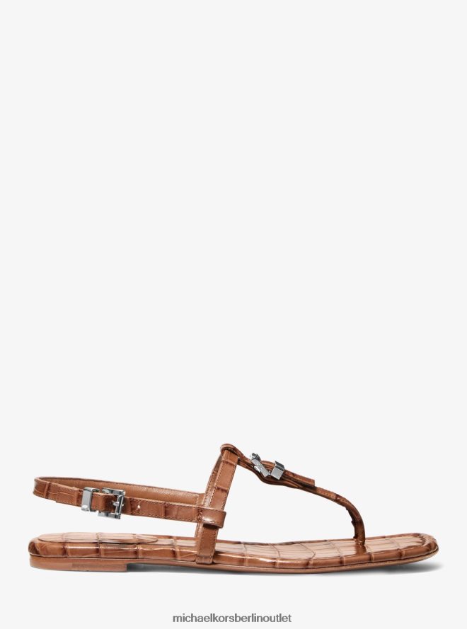 Schuhe de Michael Kors unisex Kollektion Sofia – Sandale aus Leder mit Krokodilprägung Kastanie 404V223853