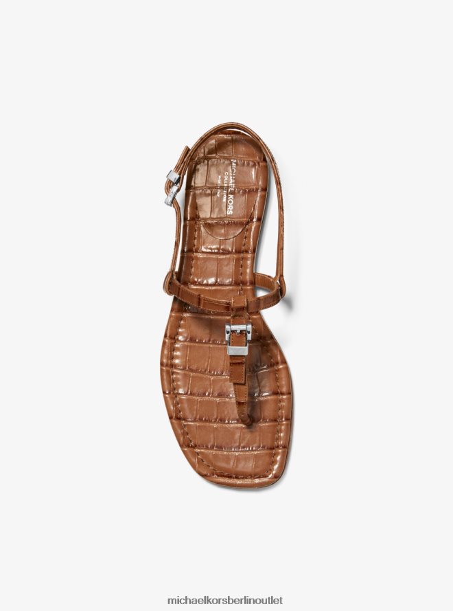 Schuhe de Michael Kors unisex Kollektion Sofia – Sandale aus Leder mit Krokodilprägung Kastanie 404V223853