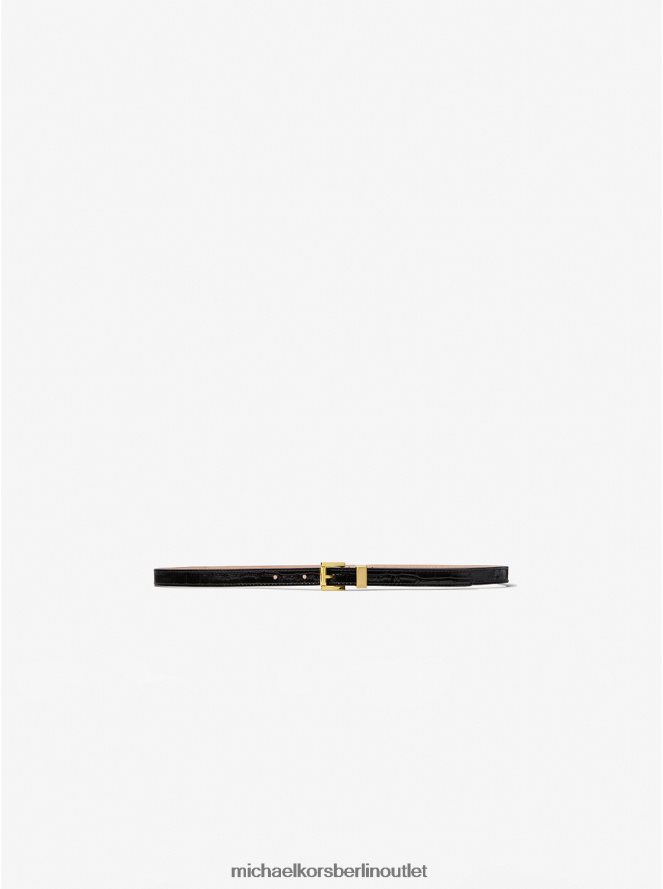 Zubehör de Michael Kors unisex Kollektion: Hosengürtel aus Leder mit Krokodilprägung Schwarz 404V223889