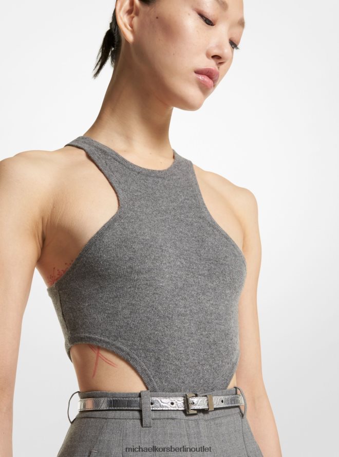 Zubehör de Michael Kors unisex Kollektion: Hosengürtel aus metallischem Leder mit Krokodilprägung Silber 404V223888