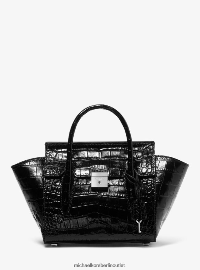 Zubehör de Michael Kors unisex Collection Campbell Mini-Umhängetasche aus Leder mit Krokodilprägung Schwarz 404V223795