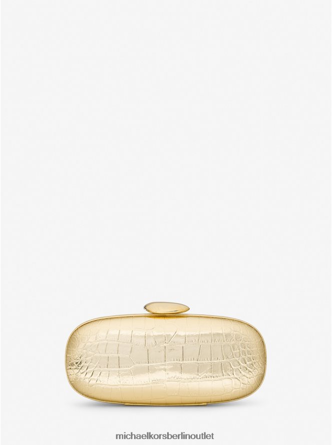 Zubehör de Michael Kors unisex Kleine Minaudiere aus Metallic-Leder mit Krokodilprägung aus der Kollektion Tina Gold 404V223777