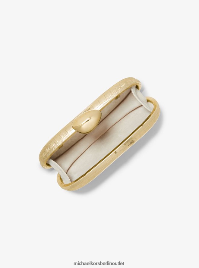 Zubehör de Michael Kors unisex Kleine Minaudiere aus Metallic-Leder mit Krokodilprägung aus der Kollektion Tina Gold 404V223777