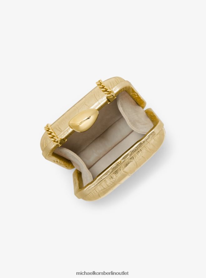 Zubehör de Michael Kors unisex Kollektion Tina Mini-Minaudiere aus Metallic-Leder mit Krokodilprägung Gold 404V223781