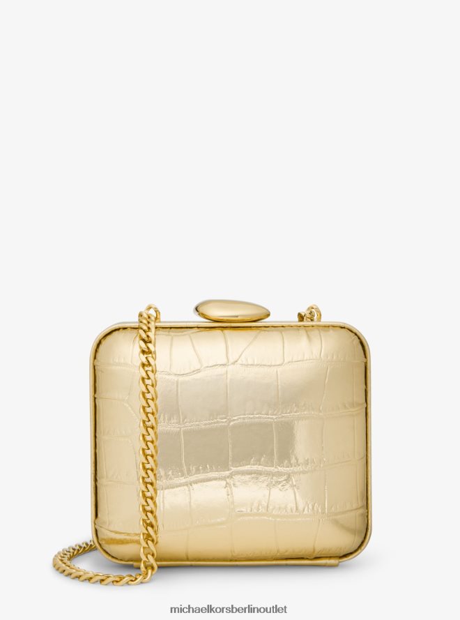 Zubehör de Michael Kors unisex Kollektion Tina Mini-Minaudiere aus Metallic-Leder mit Krokodilprägung Gold 404V223781