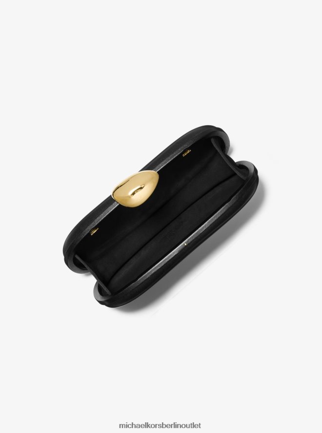 Zubehör de Michael Kors unisex Kollektion Tina, kleine Minaudiere aus Leder Schwarz 404V223775