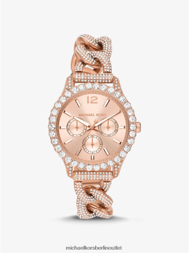 Zubehör de Michael Kors unisex Layton Pavé-Armbanduhr in Roségold mit Panzergliedergliederung Roségold 404V223953