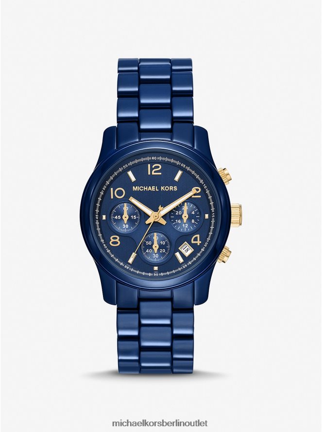 Zubehör de Michael Kors unisex Marineblaue Runway-Uhr Blau 404V223959