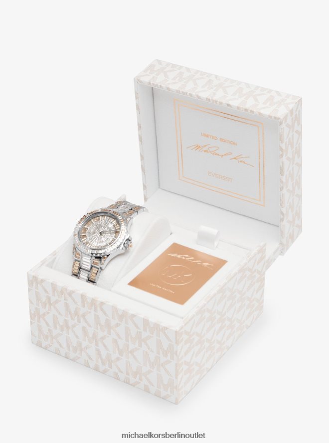 Zubehör de Michael Kors unisex Mini-Everest-Armbanduhr in limitierter Auflage mit zweifarbigem Pavé und silberfarbenem Pavé zweifarbig 404V223954