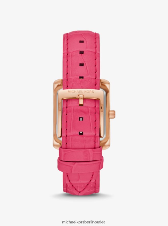 Zubehör de Michael Kors unisex Uhr aus roségoldfarbenem Emery Pavé-Leder mit Krokodilprägung Rosa 404V224018