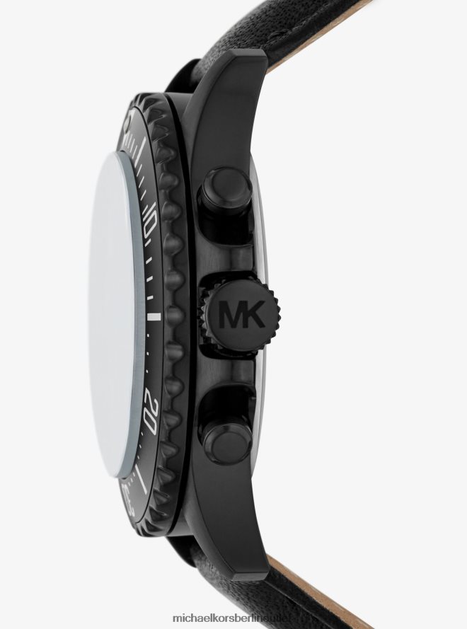Zubehör de Michael Kors unisex Übergroße Everest-Armbanduhr in Schwarz und Leder Schwarz 404V224027