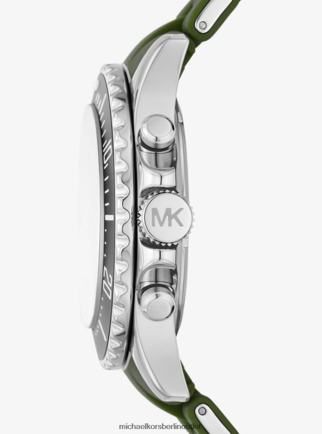 Zubehör de Michael Kors unisex Übergroße Everest-Uhr aus Silber und Silikon Grün 404V223993