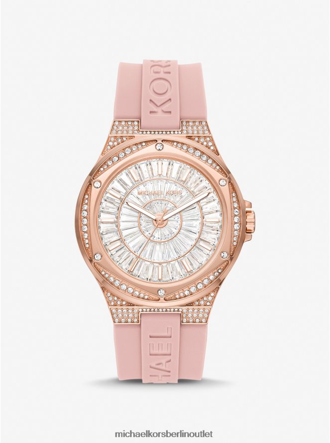 Zubehör de Michael Kors unisex Übergroße Lennox Pavé-Armbanduhr in Roségold und Silikon erröten 404V223968