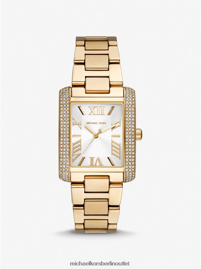 Zubehör de Michael Kors unisex Übergroße, goldfarbene Uhr mit Schmirgelpflaster Gold 404V224002