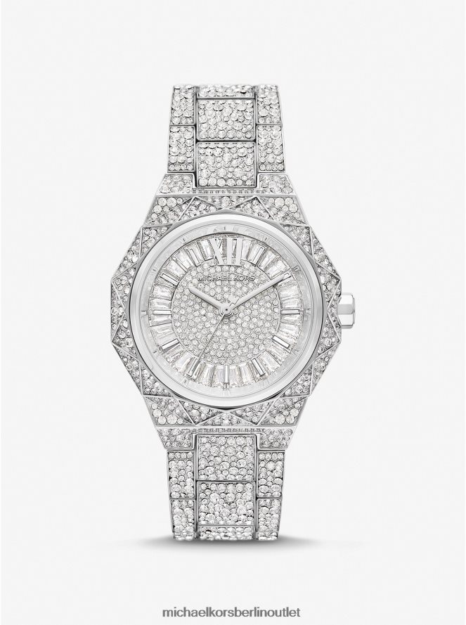 Zubehör de Michael Kors unisex Übergroße, silberfarbene Raquel Pavé-Armbanduhr Silber 404V223980