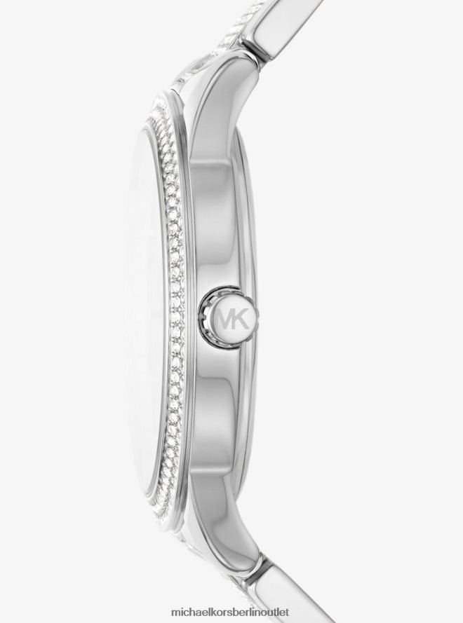 Zubehör de Michael Kors unisex Übergroße, silberfarbene Tibby Pave-Uhr Silber 404V224020